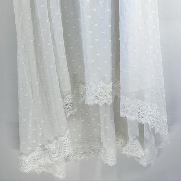 For Love and Lemons White Polka Dot Sheer Off Shoulder Long Sleeve Maxi Dress - Picture 5 of 7